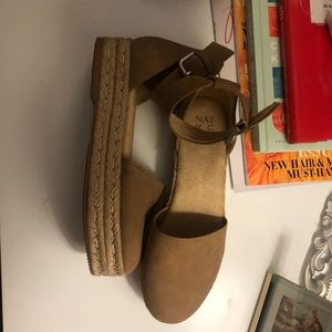 Tan Naturalizer woven platform sandals